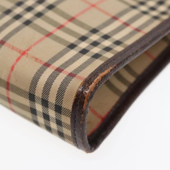 Burberrys Nova Check Clutch Bag Canvas Leather Beige Brown Auth 89716 - Picture 5 of 16